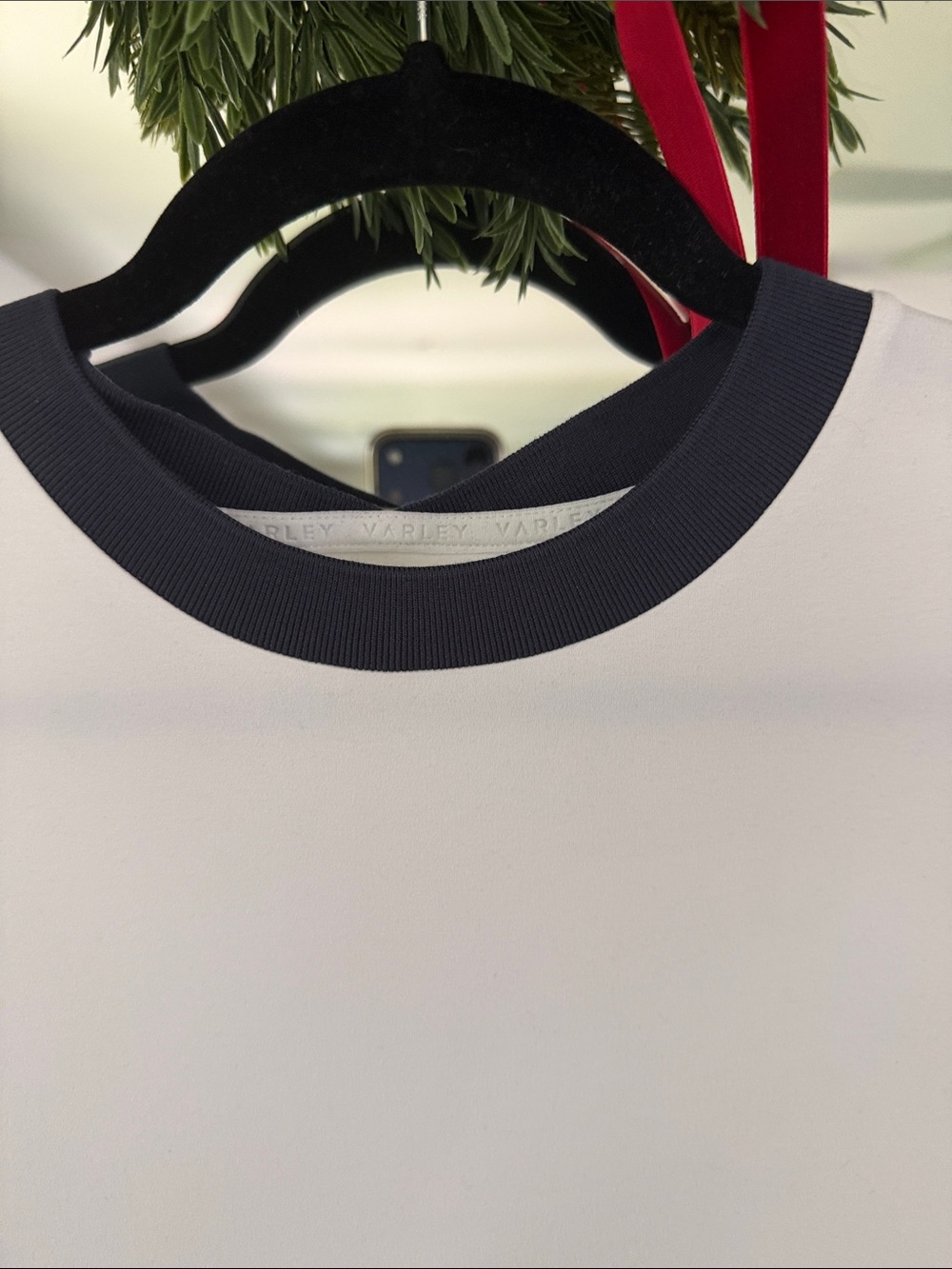 Varley White Mini Dress with Navy Trim - Picture 3 of 4